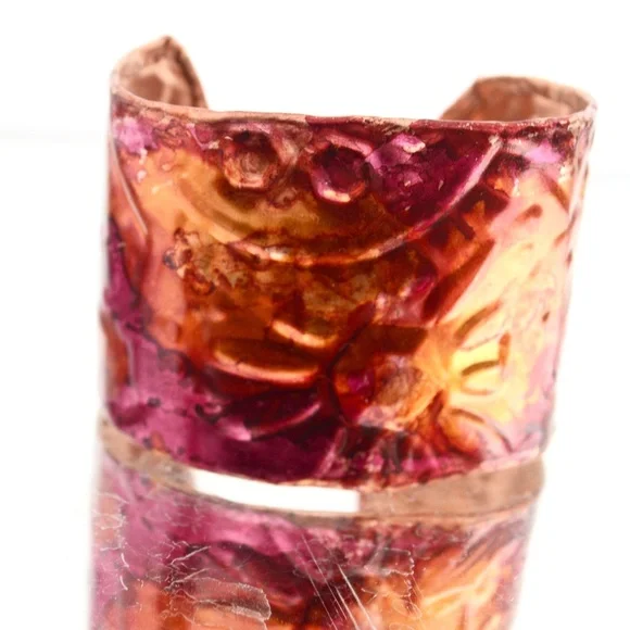 Colorful Copper Cuff Bracelet Boho Gift Trippy Festival Statement Spartan Gladia